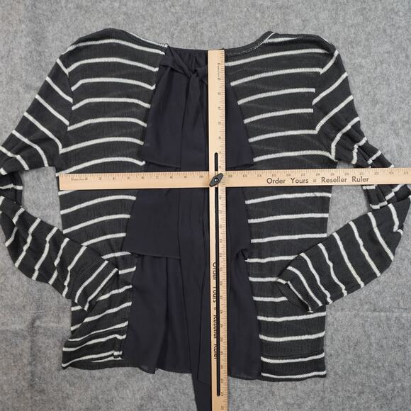 Anthropologie Top Womens Small Knit Long Sleeve Striped Ruffle Clu Willoughby - Picture 6 of 9